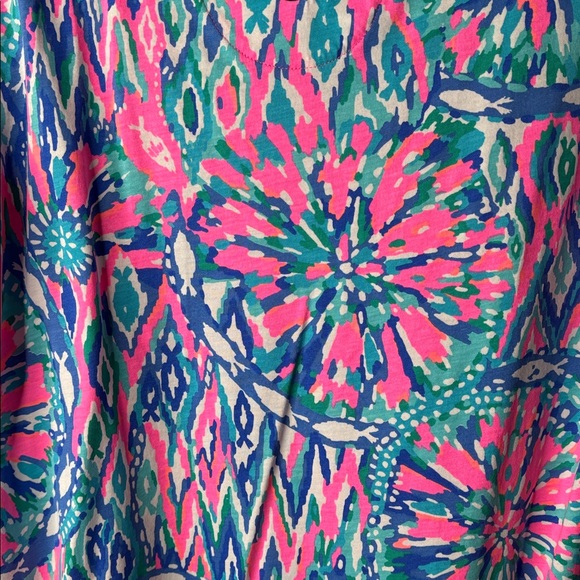 Lilly Pulitzer Pink & Blue Floral Shift Dress SZ L - Picture 6 of 6